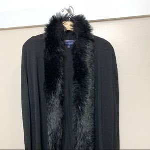 Duffield Lane black faux fur trim Sweater